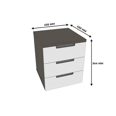 Тумба прикроватная 3 ящика, фасады в эмали LE703