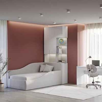 Шкаф с нишей с подсветкой, фрезерованные фасады в эмали LE212.3-90