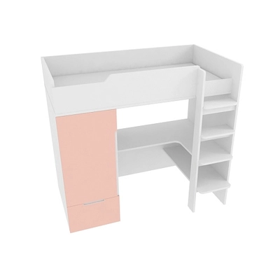 Кровать-чердак с рабочей зоной, фасады в эмали LE909, 90x190 L/R