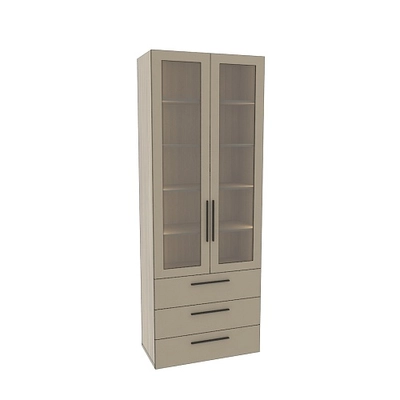 Шкаф книжный с тремя ящиками со стеклом L213S с подсветкой