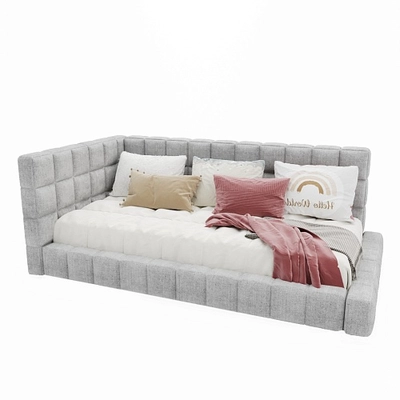 Кровать односпальная мягкая с ортопедической решеткой КВАДРО