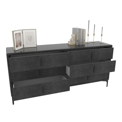 Комод мягкий, стекло прозрачное, ножки черные ГРЕЙС786