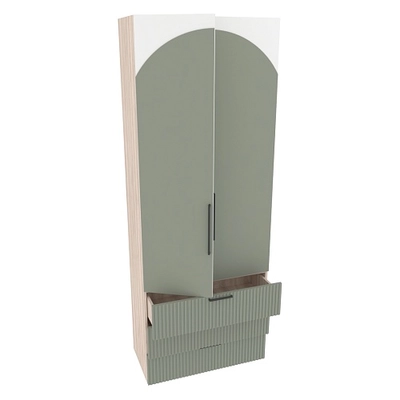 Шкаф книжный/для одежды с тремя ящиками, фрезерованные фасады в эмали LE213