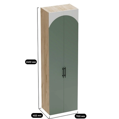 Шкаф двухдверный со штангой, фрезерованные фасады в эмали LE243.44