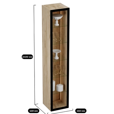 Шкаф со стеклянными фасадом полки стекло с подсветкой R220.1