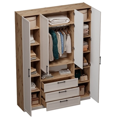 Шкаф четырехдверный для одежды с нишей A205