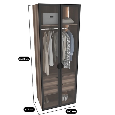 Шкаф для спальни с двумя ящиками и штангой с подсветкой R210.60-2