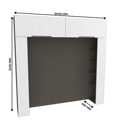 Ниша для кровати с секциями, фасады в эмали LE407.44