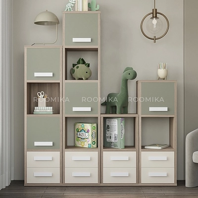 Cтеллаж сквозной книжный  с ящиками E802