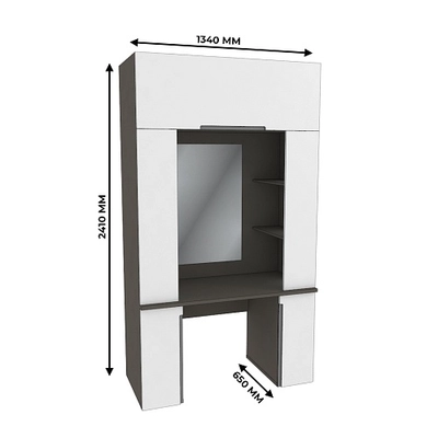 Стол туалетный с секцией и зеркалом с подсветкой, фасады в эмали LE404.60