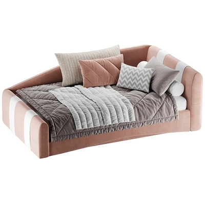 Кровать односпальная мягкая с ящиком для белья ТОКИО с полосками, 90x190