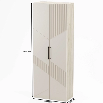 Шкаф 2 дверный, фрезерованные фасады в эмали LE210.44-1