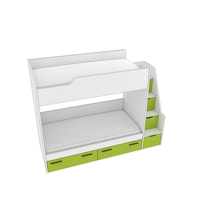 Кровать двухъярусная с лестницей комодом L904, 90x190 L/R
