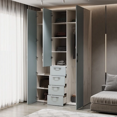 Шкаф трехдверный с ящиками глубокий L203.60