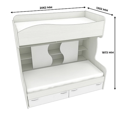 Кровать двухъярусная с лестницей комодом P904, 90x200