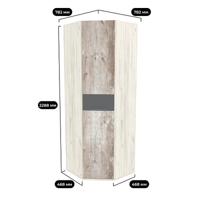 Шкаф угловой равносторонний со вставкой, фасады МДФ CG-218 L/R