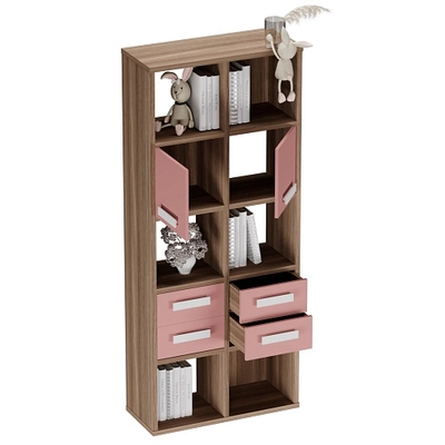 Стеллаж сквозной книжный на 10 ниш с ящиками E810