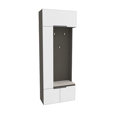 Секция с вешалкой и полками с подсветкой, фасады в эмали LE409 L/R