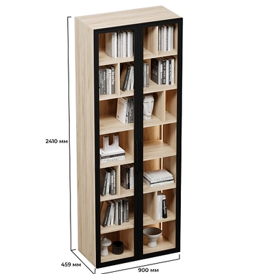 Шкаф-стеллаж со стеклянными фасадами с подсветкой R212