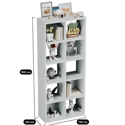 Стеллаж сквозной книжный на 10 ниш с ящиками E810