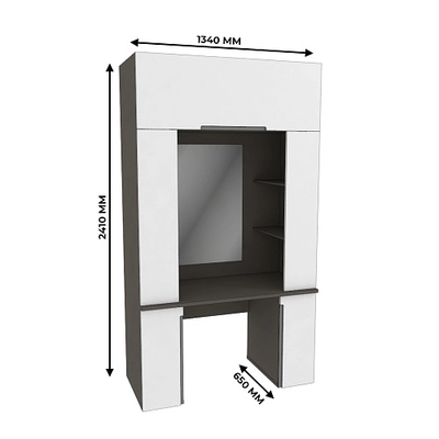 Стол туалетный с секцией и зеркалом, фасады в эмали LE404.60