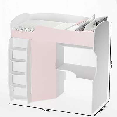 Кровать-чердак с рабочей зоной P906, 90x200