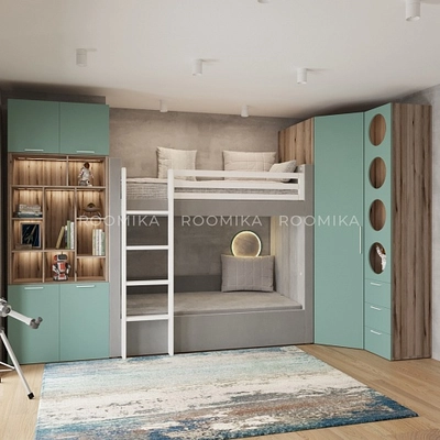 Кровать мягкая двухъярусная ДУО, белый L/R