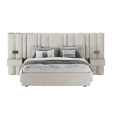 Кровать двуспальная мягкая ХИЛТОН с подъемным механизмом, мягкими панелями и тумбами, 180x200