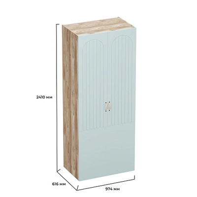 Шкаф двухдверный с фальш стенкой, фрезерованные фасады в эмали LE212