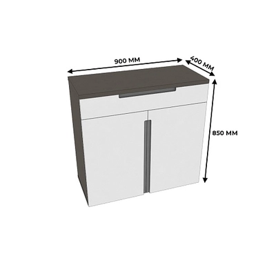 Тумба широкая 2 дверная с ящиком, фасады в эмали LE-876