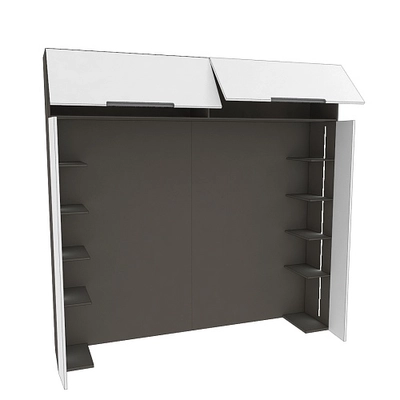 Ниша для кровати с секциями с подсветкой, фасады в эмали LE407.44