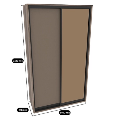 Шкаф-купе ХG140.60-1, профиль INTEGRO, фасад зеркало бронза/МДФ