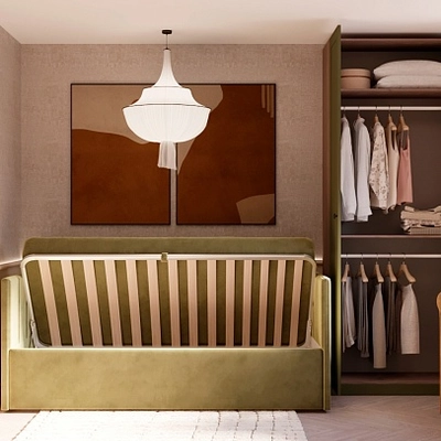 Кровать с подъемным механизмом и ящиком для белья ЛАЙН 1