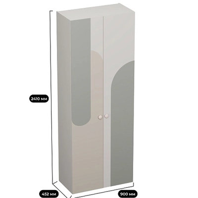 Шкаф двухдверный узкий, фрезерованные фасады в эмали LE210.44-1