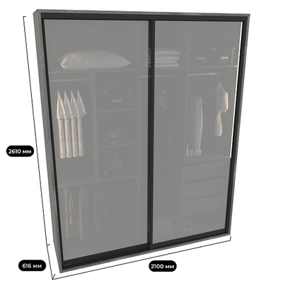 Шкаф-купе ХG216.60-4, профиль INTEGRO, стекло Сатинато белое, с подсветкой