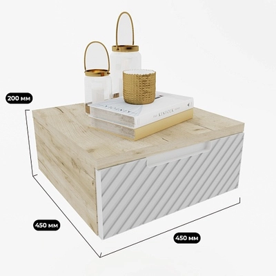 Тумба прикроватная подвесная, фрезерованные фасады в эмали LE709