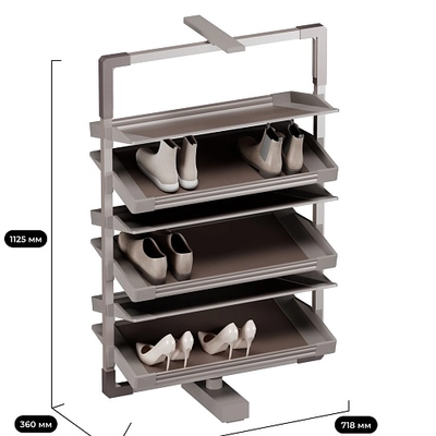 ALFA Поворотно-выдвижная обувница, 6 полок, FRM5814.06F.01