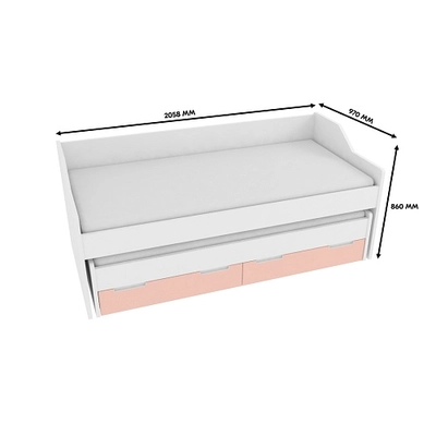 Кровать с выдвижным спальным местом, фасады в эмали LE910, 90x200
