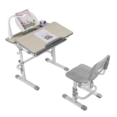 Комплект парта + стул трансформеры Lavoro Grey + лампа + подставка