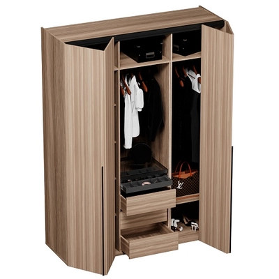 Шкаф со складными дверями, со стеклянной полкой в металлическом профиле с подсветкой L264