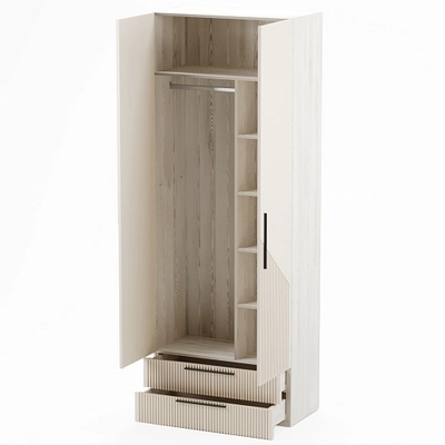 Шкаф 2 дверный с ящиками, фрезерованные фасады в эмали LE211.44