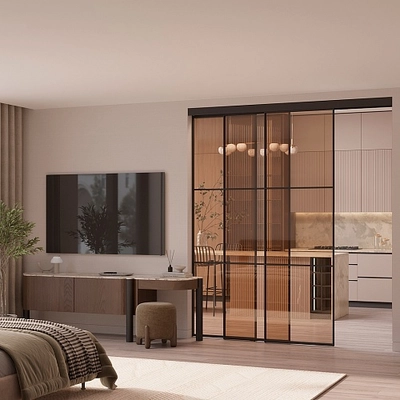 Стеклянная межкомнатная перегородка для кухни GRACE 18