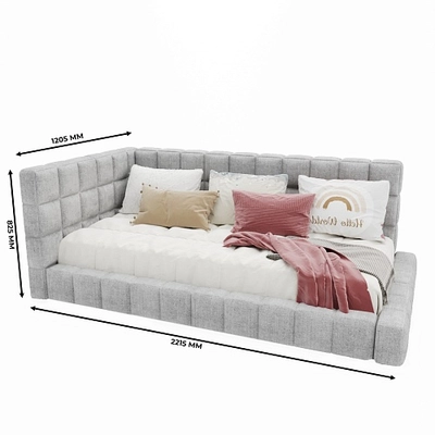 Кровать односпальная мягкая с ортопедической решеткой КВАДРО