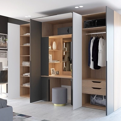 Стол туалетный с секцией и зеркалом, фасады в эмали LE404.60