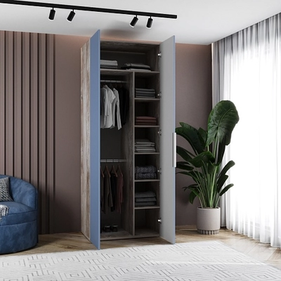 Шкаф 2 дверный, фрезерованные фасады в эмали LE210.60-4