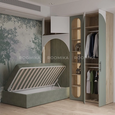 Детская кровать-подиум Короб-2 с подъемным механизмом , 90x190