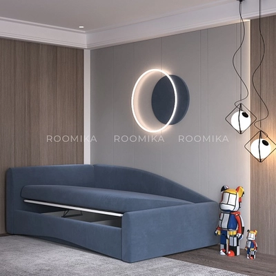 Кровать односпальная мягкая с ящиком для белья ТОКИО, 90x190