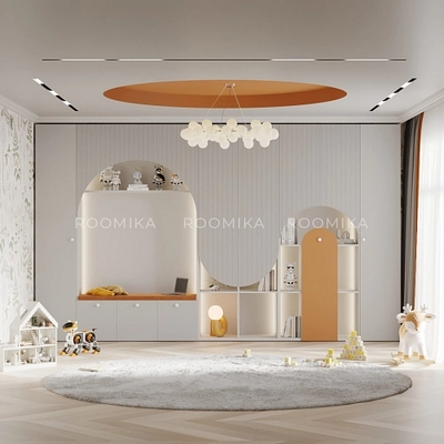 Шкаф для одежды с открытой нишей с подсветкой,фрезерованные фасады в эмали LЕ254.44