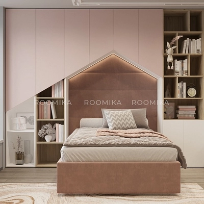 Мягкая кровать-подиум с коробом для хранения, 90x190