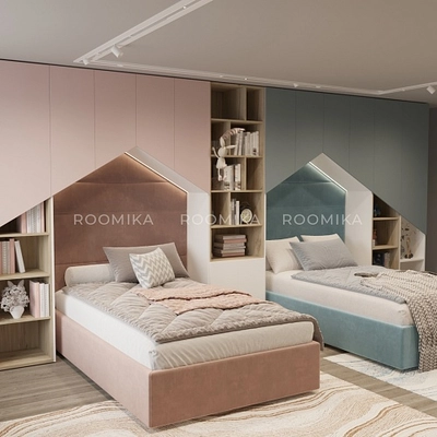 Мягкая кровать-подиум с коробом для хранения, 90x190